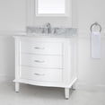 thumbnail image 3 of Mira 36 in. x 22 in. Vanity in White with Carrara Marble Top & Ceramic Basin, 3 of 5