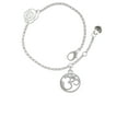 thumbnail image 2 of Delight Jewelry Silvertone Om in Circle with Clear Crystal Silver-tone Rose Link Chain Bracelet, 6.25"+1.75" Extender, 2 of 4