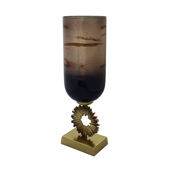 A&B Home Zandros Glass Vase with Aluminum Base - 6"Dia. x 19"H - Gold/Dark Brown