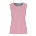 thumbnail image 5 of Aloohaidyvio Tank Tops for Women,Women's Summer Solid Color Basic Button Shirts 2024 Round Neck Soft Sleeveless T-shirt Stretch Loose Casual Tops, 5 of 5
