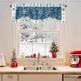 thumbnail image 2 of Winter Snowflakes Tie Up Valances Curtain, Christmas Navy Background Farm Adjustable Rod Pocket Short Window Treatment Tie Up Curtains Valances for Kitchen Living Room Bathroom 54x18 Inches, 2 of 9
