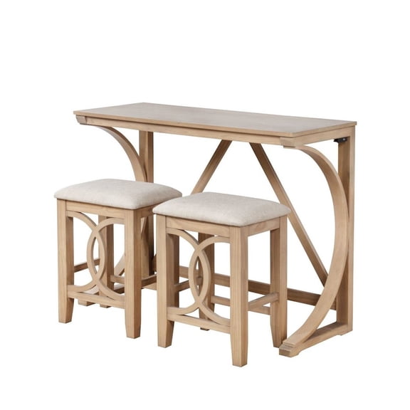 Best Master Furniture Dappelle 3-Piece Pub Dining Set with USB-A & USB-C Ports in 1 Box, Natural