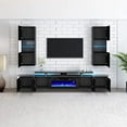 thumbnail image 5 of VanAcc 2 Piece Entertainment Center Side Table Set with Storage, Modern High Gloss End Tables, Black, 5 of 7