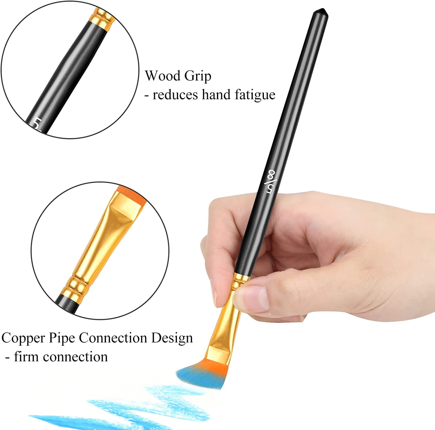 JJEAN-40 Pcs Paint Brushes, Acrylic Painting Brush Set, Watercolor Brushes, Acrylic Brushes for Oil Watercolor, Miniature Detailing, and Rock Painting