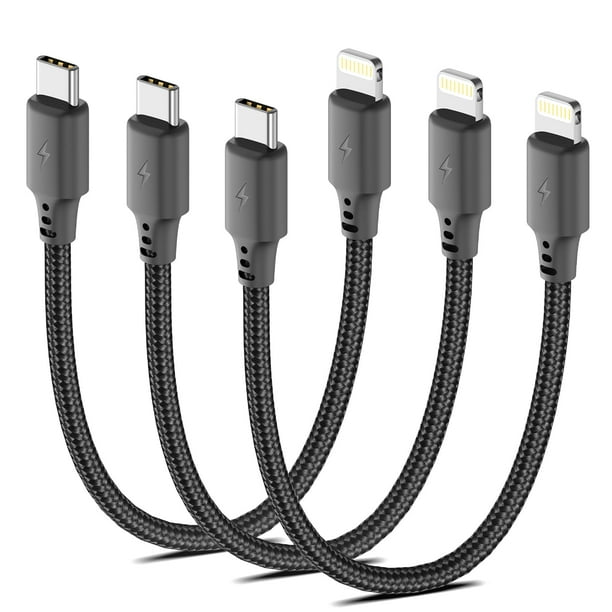 Cable USB C a Lightning Cenepor de 6 pulgadas y 20 cm, paquete de 3 unidades MFi