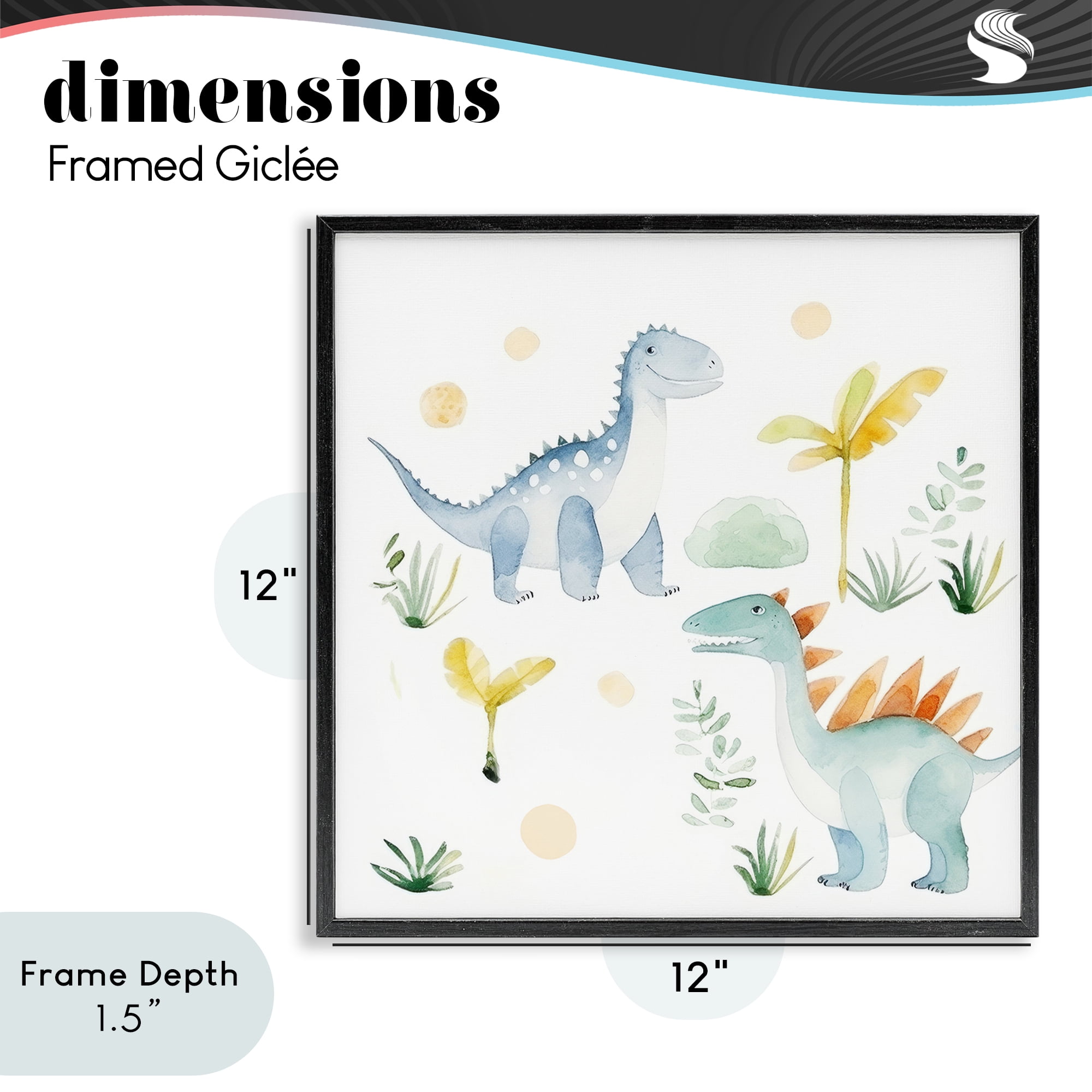 Stupell Industries Dino Wonderland Friends Black Framed Giclee Art, design by Lazar Studio
