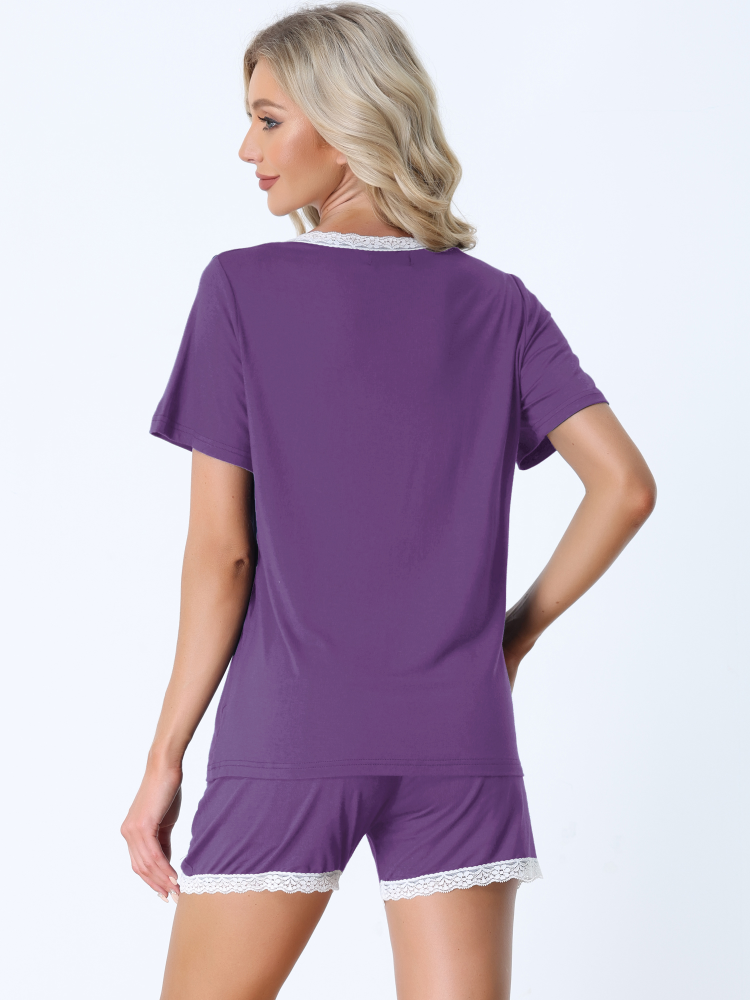 DARING DIVA Women's Soft Pajama Sets with Pockets XS Purple