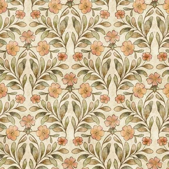 Cotton Tails Floral Cream Cotton Fabric (Yard)