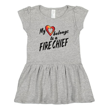 

Inktastic My Heart Belongs to a Fire Chief with Red Heart Girls Toddler Dress