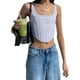 thumbnail image 5 of Pantalones de mezclilla rasgados sueltos casuales de las mujeres Pantalones vaqueros anchos desgastados de la pierna XBTCLXEBCO Azul, Medianaediana, 5 of 6