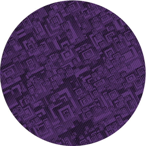 Ahgly Company Machine Washable Indoor Round Transitional Deep Purple Area Rugs, 4' Round