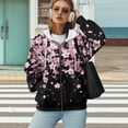 thumbnail image 4 of Yuyamidu Womens Oversized Sweatshirt Zip Up Hoodie Women Hoodies Cherry Blossom Hoodie Womens Zip Up Jacket Oversized Sweatshirts Long Sleeve Jackets Trendy Clothes for Women 2025 3XL, 4 of 8