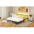 thumbnail image 6 of Newest Twin Size Metal Daybed with LED , Adjustable Trundle, Pop Up Trundle, Black, 6 of 9