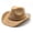 Beige, variant on Western Cowboy Hat, Wide Brim, Decorative Braided Leather Band with Gold Chain Accent, Classic Style