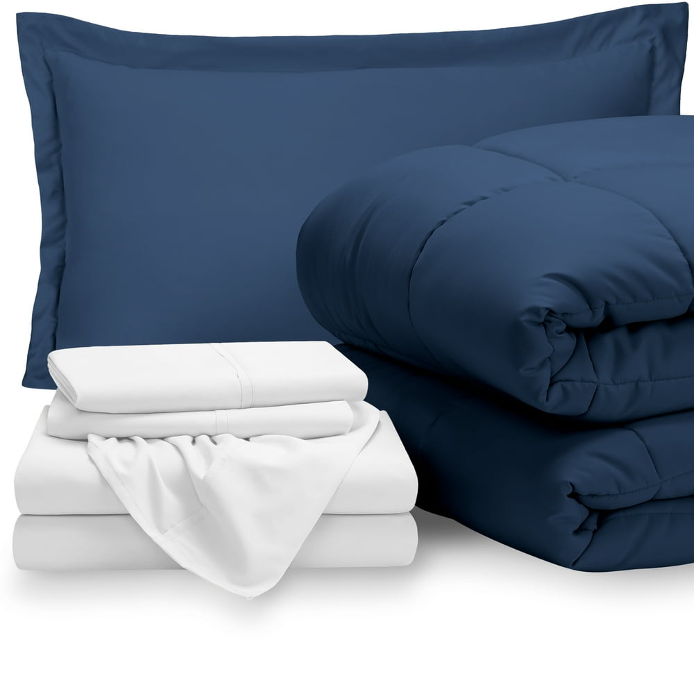 Bare Home 5Piece BedInABag Twin XL Set Dark Blue, Sheet Set White) Walmart