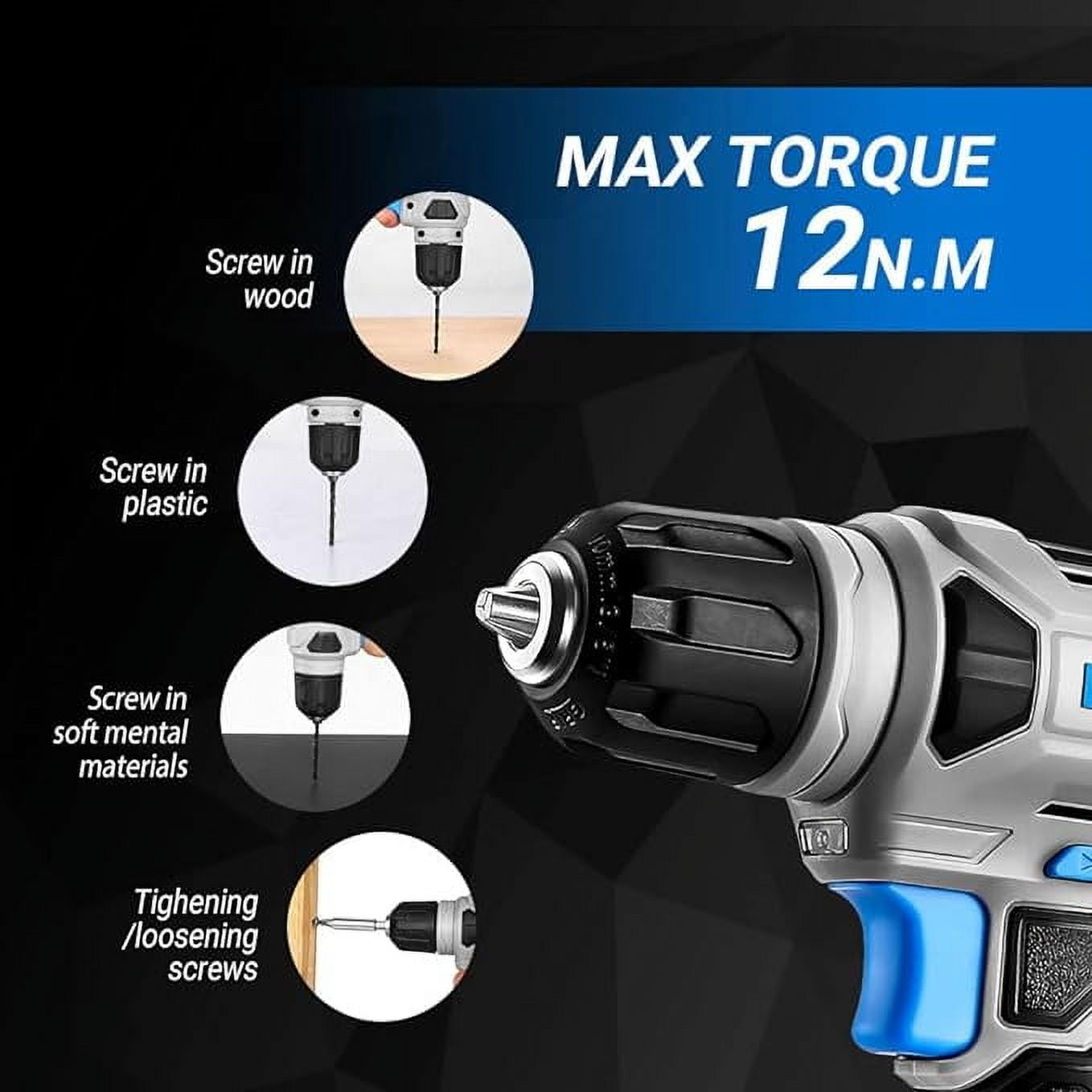 DEKOPRO 8V Cordless Drill Set, Power Drill with 3/8"Keyless Chuck, 13pcs Acessories, Built-in LED, Type-C Charge Cable, Electric Drill Set for Men and Women