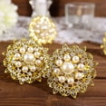 thumbnail image 2 of Efavormart 4 Pack | Pearl And Diamond Rhinestone Flower Gold Metal Napkin Rings, Decorative Napkin Buckle Holders, 2 of 11