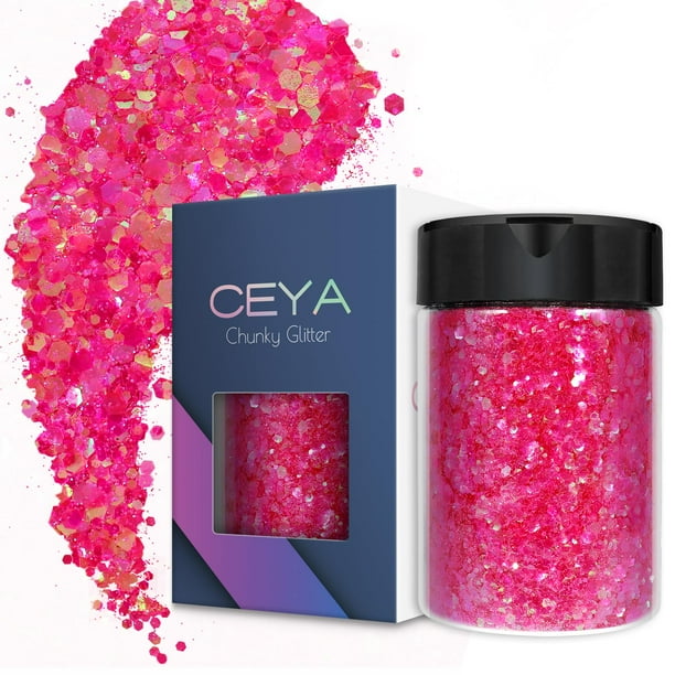 Purpurina gruesa Craft Glitter Ceya, rosa vibrante, 140 g/4,9 onzas