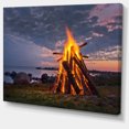 thumbnail image 2 of Bonfire on Beach in Summer Night - Landscape Canvas Art Print, 2 of 3