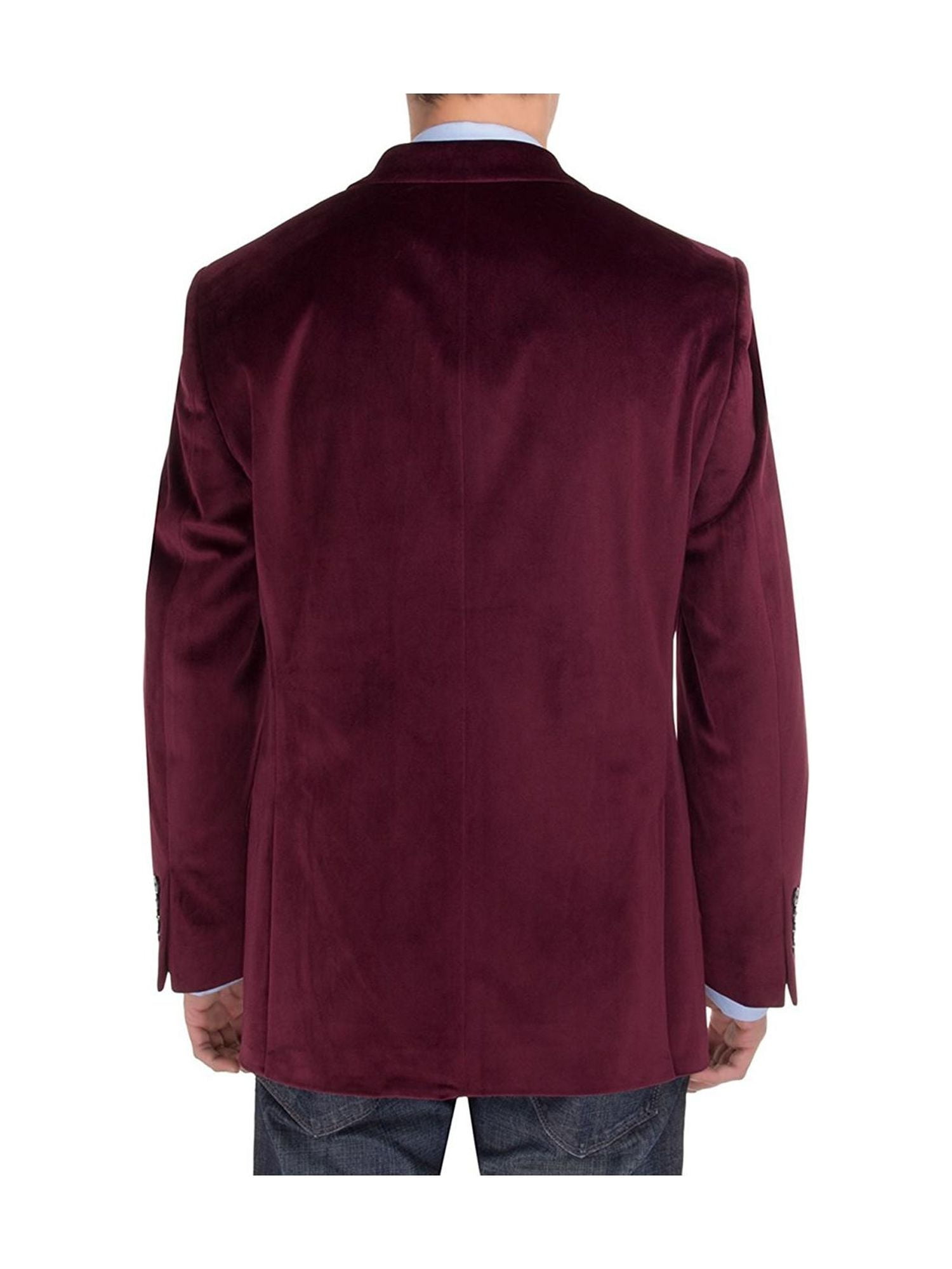 Salvatore Exte Mens Two Button Modern Burgundy Fit Blazer Velvet Side-Vent Suit Jacket