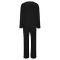 thumbnail image 4 of yunLCZ Nightgowns for Women Ribbed Pajama Sets For Women Pullover V Neck Long Sleeve Sleepwear Matching Comfy Long Pants Outfits Nightshirt, 4 of 4