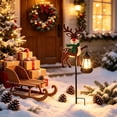 thumbnail image 5 of Solar Reindeer Christmas Garden Stake Metal Outdoor Holiday Yard Decor with Glowing Lantern for Lawn Path Winter Xmas Gift 29.92in, 5 of 7