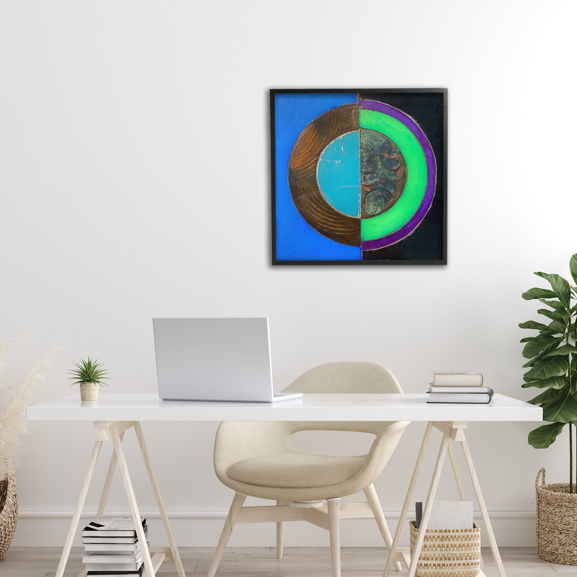 Stupell Industries Nocturnal Circle Symmetry Black Framed Giclee Art, design by Matthew Finger