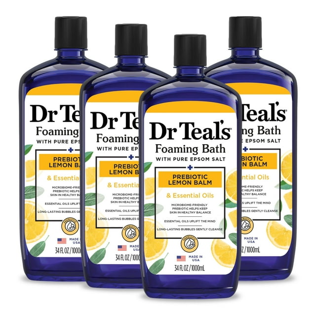 Foaming Bath Dr. Teal's con sal pura de Epsom, 1 litro, bálsamo de limón prebiótico