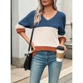 thumbnail image 5 of Women Fall Sweaters Casual Long Sleeve Ribbed Knit V Neck Light-Weight Crochet Pullover Sweater Apricot S, 5 of 7