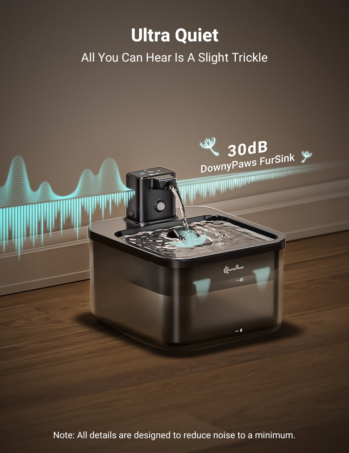 DownyPaws Wireless Cat Water Fountain Black