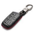 thumbnail image 2 of Vitodeco Genuine Leather Smart Key Keyless Remote Entry Fob Case Cover with Key Chain Clip for JEEP, Dodge, Chrysler (5 Buttons, Black/Red), 2 of 6