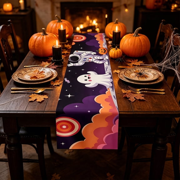 VOTRUDI Halloween Pumpkin Party Decoration Linen Tablecloth 72×13in