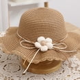 thumbnail image 4 of Sombrero de paja con flores y conjunto de bolsa de paja para mujer, de tela transpirable, con circunferencia de 56 a 58 cm, para verano y playa, 4 of 5