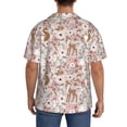 thumbnail image 3 of Balery Autumn Floral Deer Camisa Casual de Manga Corta con Botones para Hombre, Texturizada, Estilo Cubano, para Playa, Verano-Medium, 3 of 5