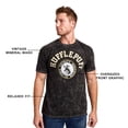 thumbnail image 3 of Harry Potter Hufflepuff Varsity Men's Black Vintage Mineral Wash Crew Neck Short Sleeve T-shirt-Large, 3 of 8