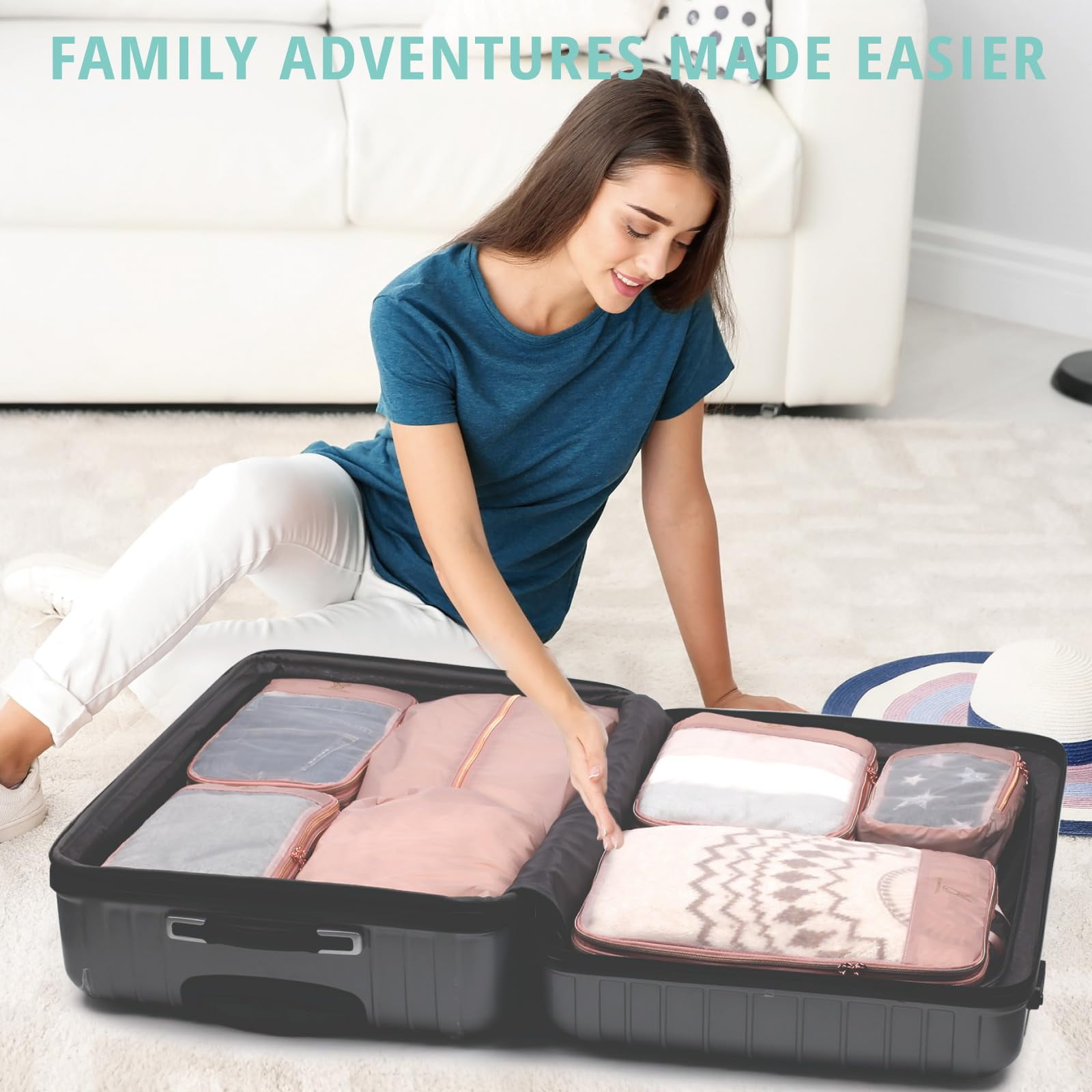 TRIPGEAR 6 Set Mesh Travel Packing Cubes,Lightweight Organizer Bags for Luggage Storage