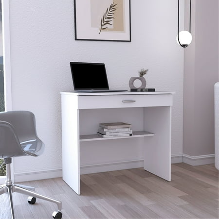 Modern Desk With Storage 80 C Writing For Efficient Office Setup Compact Computer Table Drawer And Lower Shelf