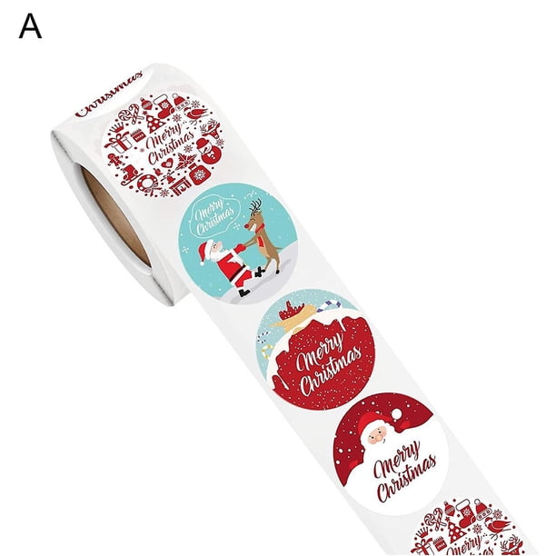 500 uds/rollo de pegatinas navideñas autoadhesivas de papel de amplia aplicación, pegatinas redondas de decoración navideña, rollo para Festival