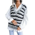 thumbnail image 1 of Gilet Sans Manches en Tricot Ajouré à Col en V Décontracté pour Femmes, 1 of 3