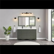 Legion Furniture WS2512-60-PG 60 in. Pewter Green Finish Solid Wood Sink Vanity, 1 ft. Artificial Stone Top