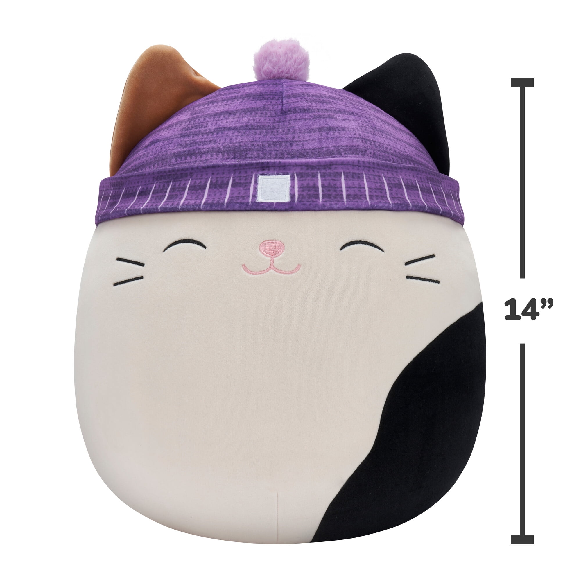 Squishmallows Original 14 inch Cam the Calico Cat with Purple Hat - Child's Ultra Soft Plush Toy