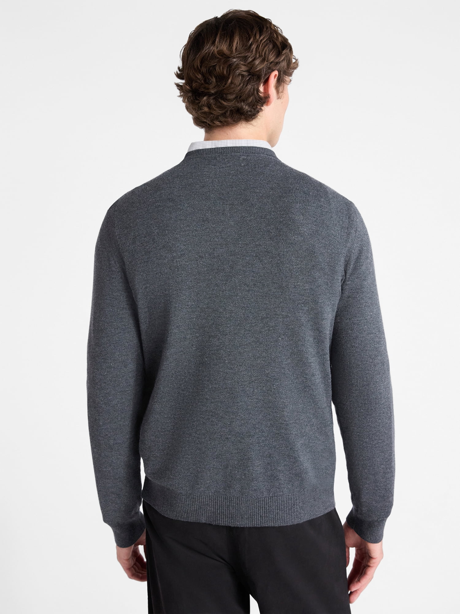 Free Assembly Men's Cozy Yarn Everyday V-Neck Sweater with Long Sleeves, Size XS-3XL