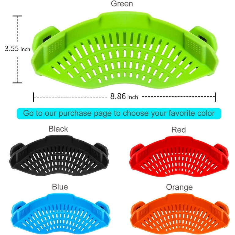 Silicone Pasta Pans with Strainer Fit Most Pots, Food Strainer with 2 Clips  for Pasta, Clip on Food Strainer for Kitchen, Spaghetti, Muzpz Smart Cool  Kitchen Gadgets Small Colander 