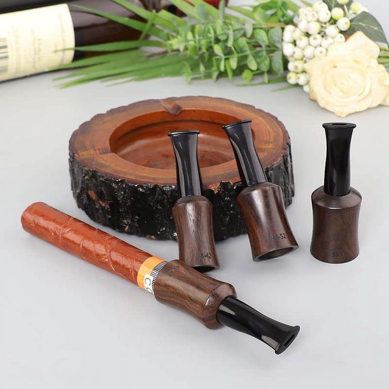 cigarette mouthpiece Fymlhomi 4 Sizes Set Ebony Wooden Cigar Mouthpiece Tips Portable Cigar  Holder (38-42/43-47/48-52/53-57)