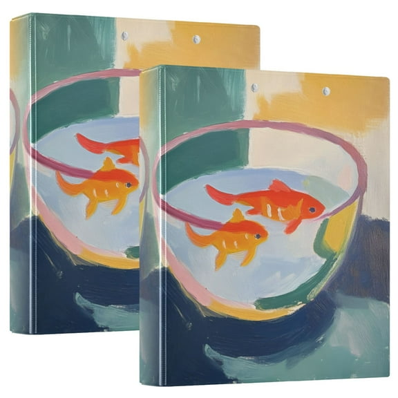 FORMRS 3 Ring Binder 1.5 inch with Pockets Set of 2 Clip Board 200 Sheets Capacity, Goldfish Bowl
