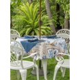 thumbnail image 3 of Outdoor Tablecloth with Umbrella Hole for Patio/Picnic/Party/Camping, Coastal Seahorse Waterproof Table Cloth Round Cover Washable, Summer Ocean Starfish Corals Blue (Dia 60"), 3 of 9