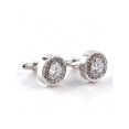 thumbnail image 1 of Cufflinks - Round Shaped White, Purple And Clear Rhinestone Cufflinks, French Cufflinks, Sparkling With Multiple Stones, 1 of 1