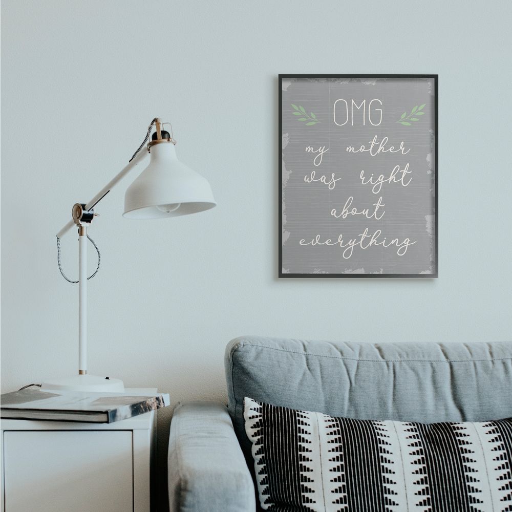 Stupell Industries OMG Mom is Right Funny Family Phrase Text Slang Framed Wall Art Design by Daphne Polselli, 24" x 30", Black Framed
