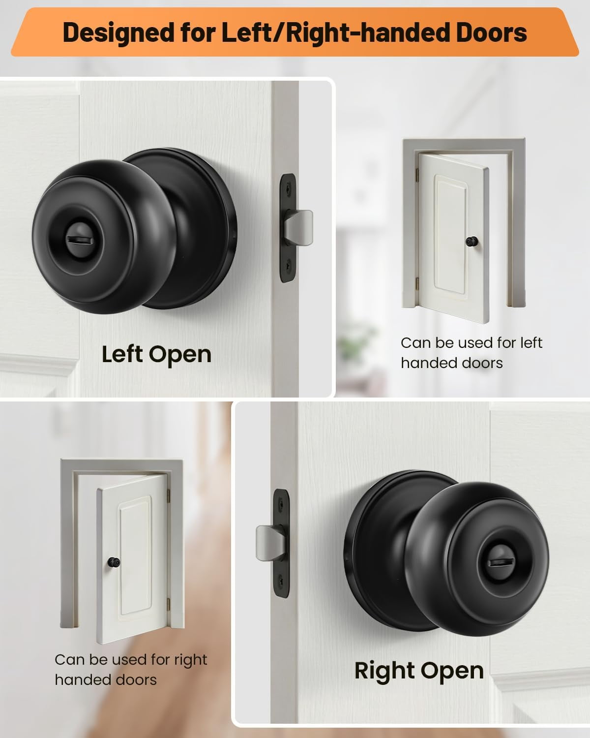Brushed Nickel Door Knobs, 6 Pack Privacy Door Knobs Interior Door Knobs for Bedroom/Bathroom Keyless Doorknobs Interior/Exterior Lockset, Brushed Nickel Modern Design Door Hardware