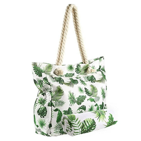 Cameland Tropical Summer Palm Tree Leaf Large Beach Bag Tote Bags Reusable Grocery Shoulder Bag With Zipper Pocket, Up to 60% off Clearance